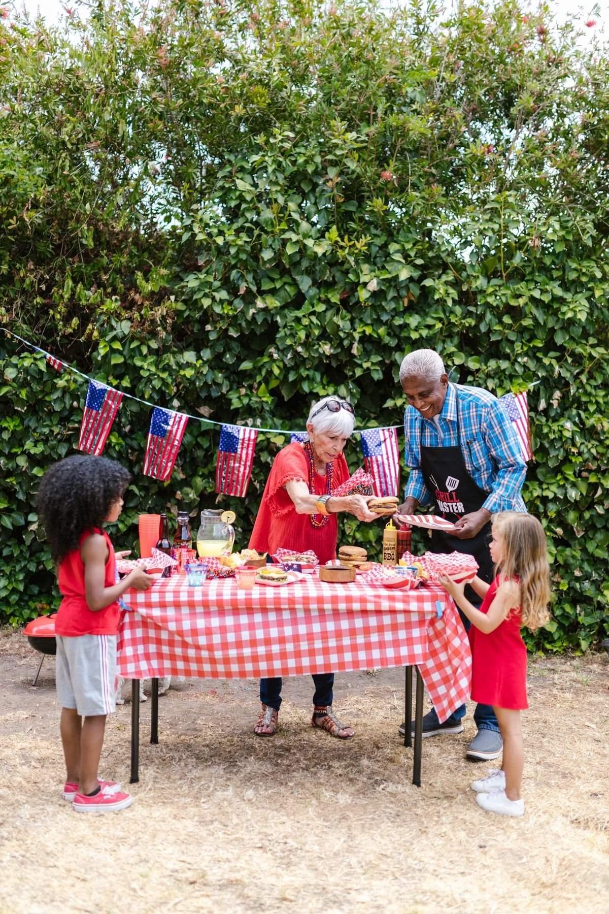 Grandparents with their grandchildren at home